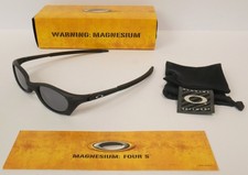 Vintage OAKLEY MAGNESIUM Four S Dark Carbide Sunglasses - Black Iridium Lens
