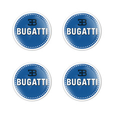 Bugatti Stickers Domed Decals Glossy 4pc Resin Rim Badge Wheel caps 15- 100mm
