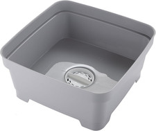 Washing up Bowl with Sink Plug Strainer, Multipurpose Square Basin, Grey, 11L, U