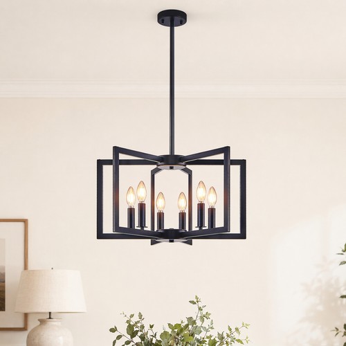 Black pendant 6 light - 22'',