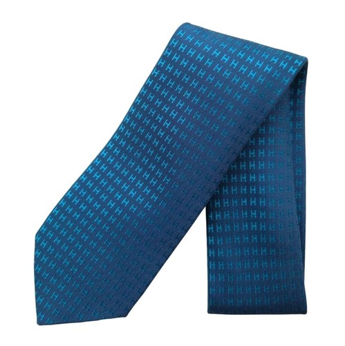 Hermes men silk tie logo - tie, h