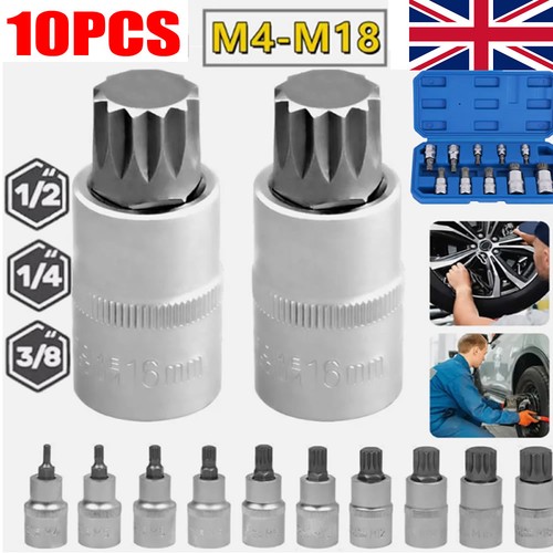 10pc crv drive spline - 10pc, 1/2”