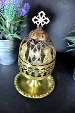 Antique brass table sanctuary lamp madonna religious rare