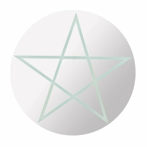 Round pentagram mirror witch - round,