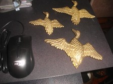 VINTAGE BRASS FLYING DUCKS WALL ART HANGING SET OF 3