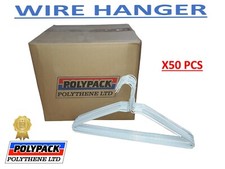 x50 Coat Clothes Suit Hangers 40cm White Wire Metal Suit Trouser Bar Steel UK