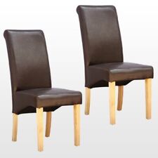 Dining Chairs Set of 2 Faux Leather  Roll Top Scroll High Back home restaurants