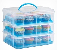 3 Tier Cupcake Carrier Blue - VonShef