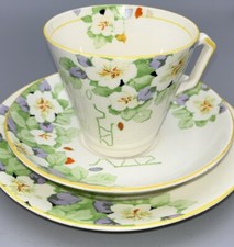 Antique English Art Deco Tams Ware Dorothy Pattern Trip Cup Saucer Plate Set