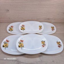 6 Vintage JAJ Pyrex Autumn Glory Floral Oval Steak Plates Platters No Chips