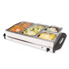 DBL MAX 6L Buffet Food Warmer – 4 Tray Hot Plate Server for Home & Events