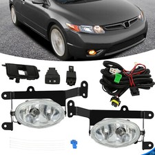 Clear Lens Bumper Driving Fog Lights For Honda Civic Coupe 06-08 W/Wiring&Switch