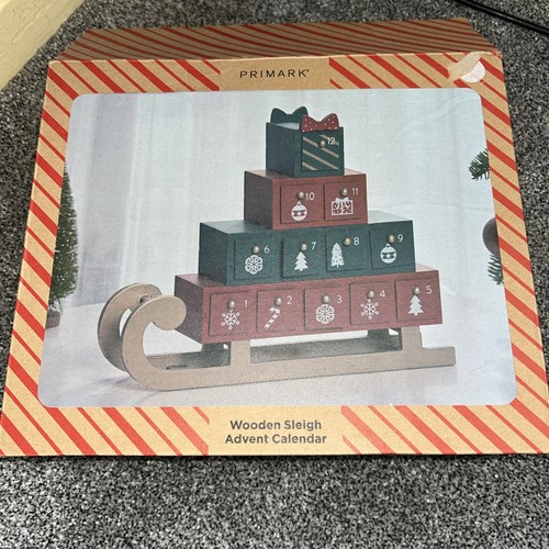 Wooden sleigh advent calendar - sleigh,