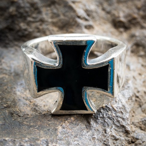 Large iron cross ring 925 - ring, .925