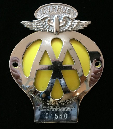 Vintage cyprus car badge - aa,