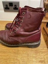 Doc Martens Cherry Red Soft Pascal Leather 1460 8 Hole Boots Uk4/37 