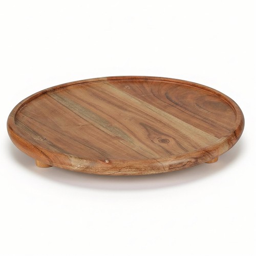 Round serving tray acacia - serving,