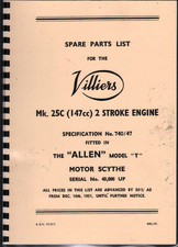 Villiers Mk.25C (Allen Motor Scythe) Engine Illustratated Spare Parts List