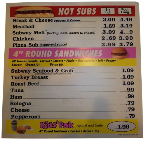 1994 subway restaurant hot - subway,