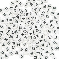  100 Alphabet White Letter Beads Jewelry Making Acrylic Bracelet Necklace 7mm 