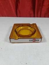 Vintage Italian "Martini" Amber Glass Ashtray New Old Stock 