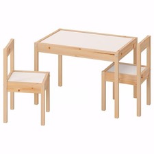 IKEA LÄTT Children’s Table with 2 Chairs White/Pine Kids Furniture Play Set