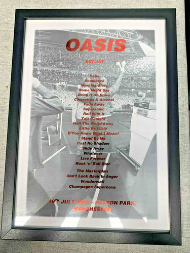 Oasis setlist print foiled - setlist,