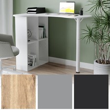 Wooden Computer Corner Desk Bookcase Storage Shelves Organiser Study Workstation