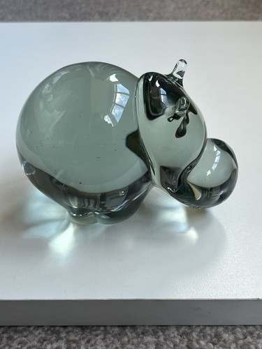 Glass hippo paperweight - glass,