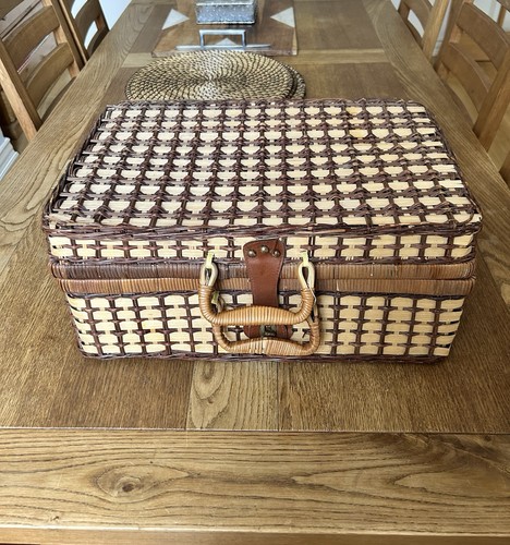 Vintage picnic basket - with, red