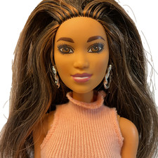 2017 Barbie Fashionistas #86 Glam Fashion Show Doll Loose Peach Dress No Shoes