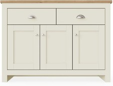 Cream Oak Sideboard 3 Doors 2 Drawers Buffet Storage Cabinet Durable Wood