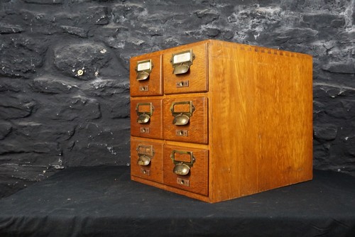 Antique oak index card cabinet - antique,