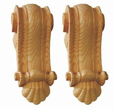 Georgian Bedroom Fireplace Mantel Wood Corbels, Carved Pair, Paint Grade- PG738