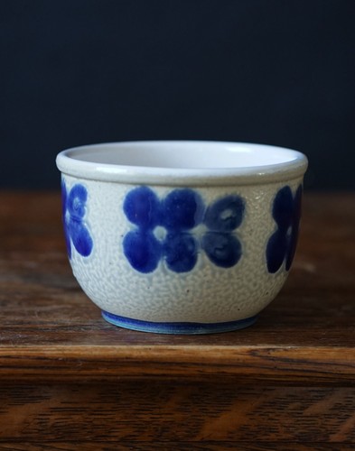 Vintage blue spongeware bowl - vintage,