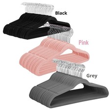 25-150x Velvet Non-Slip Clothes Hangers Flocked Coat Trouser Slim Space Saver