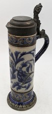 VICTORIAN FULHAM POTTERY EDGAR KETTLE? GERMAN STYLE STONEWARE FLAGON C19TH
