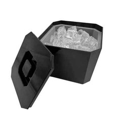 Square Ice Bucket Black Plastic Bar Ice Cooler With Drainer Insert 4ltr  7pt