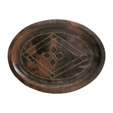 Vintage Leather Oval Tray –