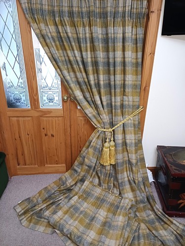 Huge wool tartan curtains - huge, ea