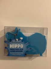 WHSmith Hippo Memo Pad, Clip & Pen Holder