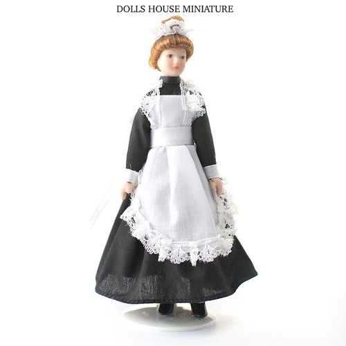 Porcelain maid doll with stand - with,