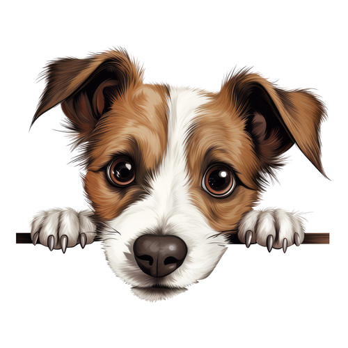 Jack russel peeking dog - peeking, vinyl