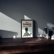 Guinness ‘When You’re Tired’ Style Wooden Framed Small Mirror | Pub Mirror 33x23