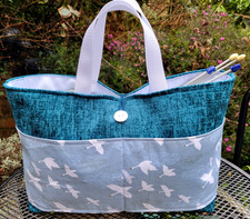 Blue Knitting Bag,Flying Swans