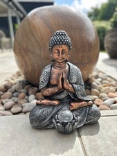 Large Copper & Silver Praying Buddha Garden Decoration with Solar Light Gift