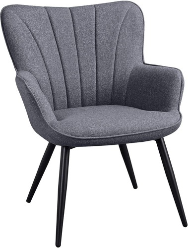 Grey linen tub chair curved - linen,