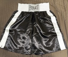 Everlast Men's Vintage Boxing Trunks Satin Black/White, Size L