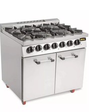 Buffalo 6 Burner Gas Oven Range with Castors - Catering Commercial Use CT253