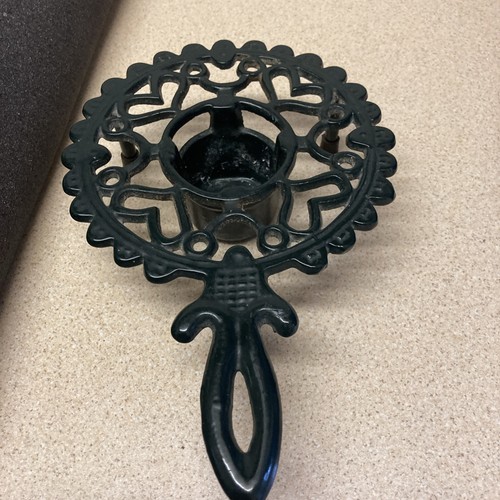 Green cast iron candle - green, plate